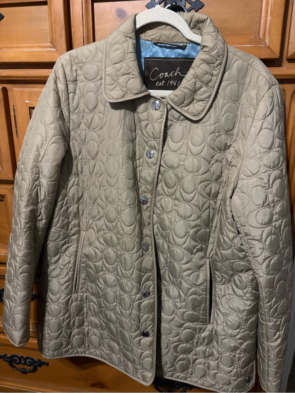 Coach Quilted Snap-Front Jacket - Taupe